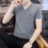 Summer short-sleeved T-shirt for men, V-neck base layer, fashionable and trendy brand, thin breathable and sweat-absorbing T-shirt top details Picture